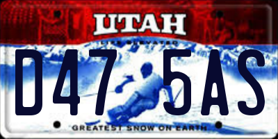 UT license plate D475AS