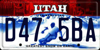 UT license plate D475BA