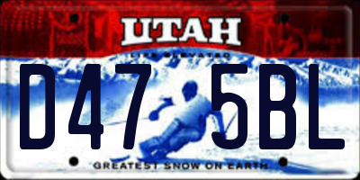 UT license plate D475BL