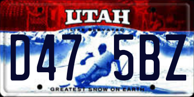 UT license plate D475BZ