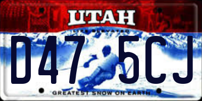 UT license plate D475CJ