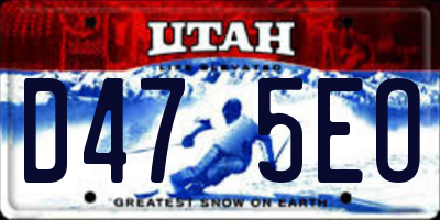 UT license plate D475EO