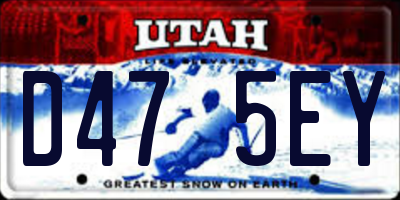 UT license plate D475EY