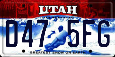 UT license plate D475FG