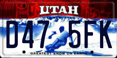 UT license plate D475FK