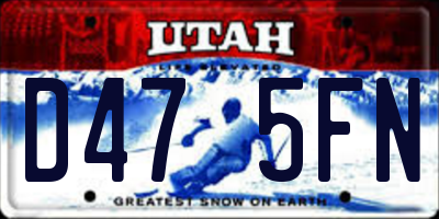 UT license plate D475FN