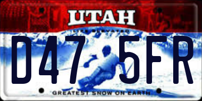 UT license plate D475FR