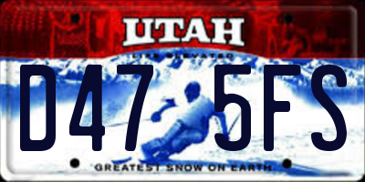 UT license plate D475FS