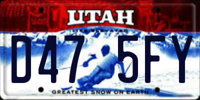 UT license plate D475FY