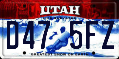 UT license plate D475FZ