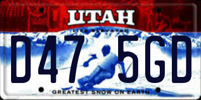 UT license plate D475GD