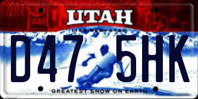 UT license plate D475HK