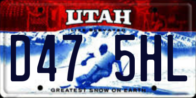 UT license plate D475HL