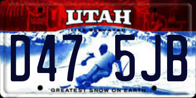 UT license plate D475JB