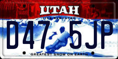 UT license plate D475JP