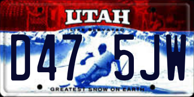 UT license plate D475JW