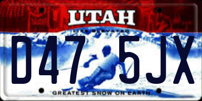 UT license plate D475JX