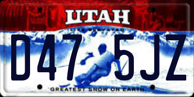 UT license plate D475JZ