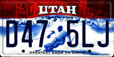 UT license plate D475LJ