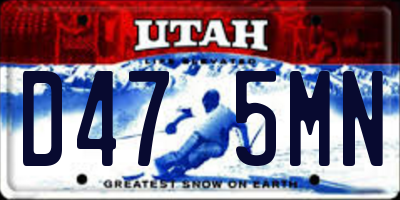 UT license plate D475MN