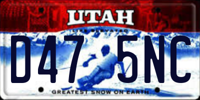 UT license plate D475NC