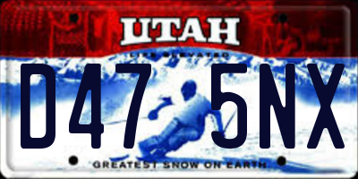 UT license plate D475NX