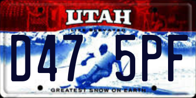 UT license plate D475PF