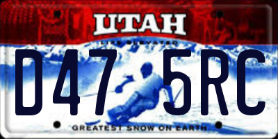 UT license plate D475RC