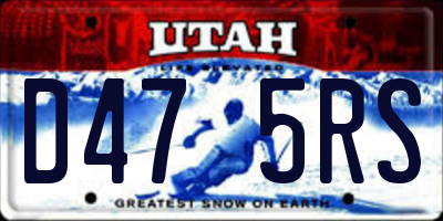 UT license plate D475RS