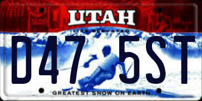 UT license plate D475ST