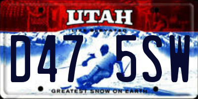 UT license plate D475SW
