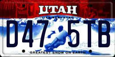 UT license plate D475TB