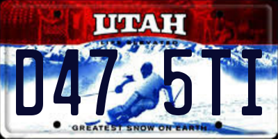 UT license plate D475TI
