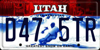 UT license plate D475TR