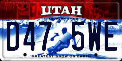 UT license plate D475WE