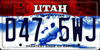 UT license plate D475WJ