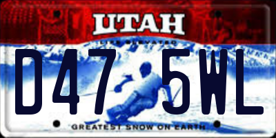 UT license plate D475WL