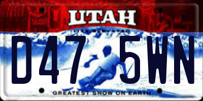 UT license plate D475WN
