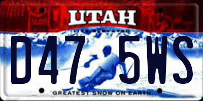 UT license plate D475WS