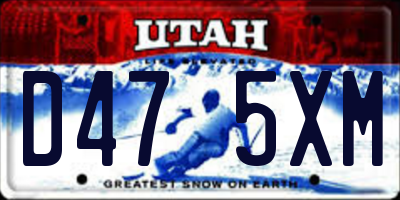 UT license plate D475XM