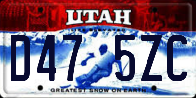 UT license plate D475ZC
