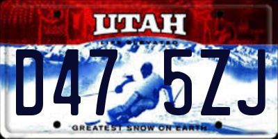 UT license plate D475ZJ