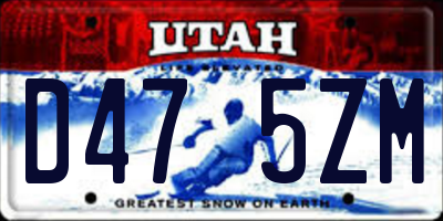 UT license plate D475ZM