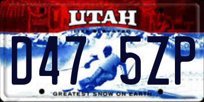 UT license plate D475ZP