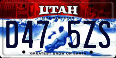 UT license plate D475ZS
