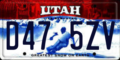 UT license plate D475ZV
