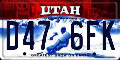 UT license plate D476FK
