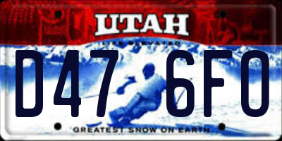 UT license plate D476FO
