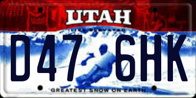 UT license plate D476HK