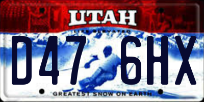 UT license plate D476HX